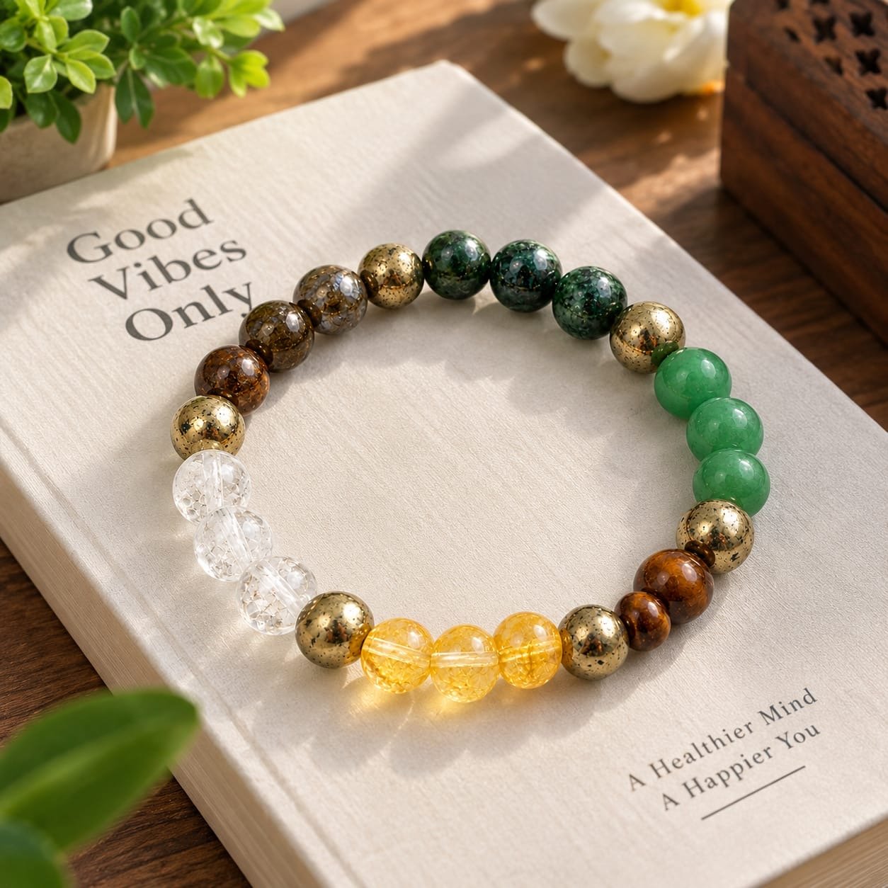 Multi-stone money magnet bracelet